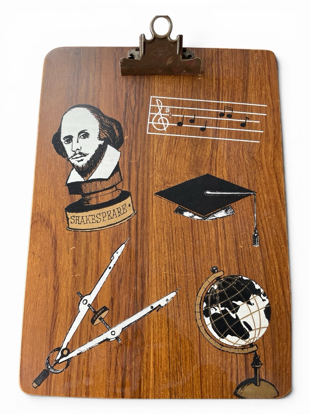 Vintage Tru Bilt clip board, with school room graphics